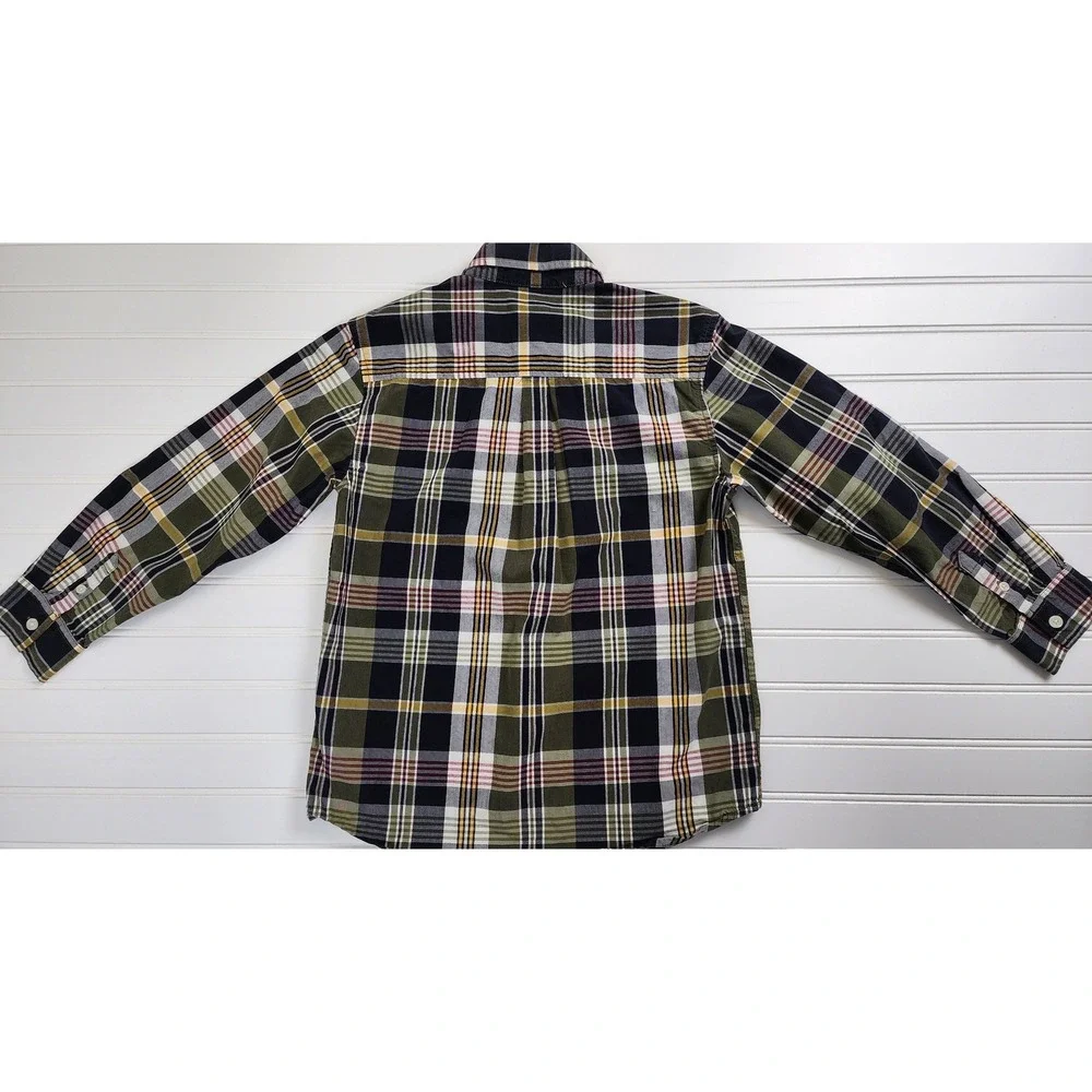 Gymboree Boys‎ Button Down Plaid Shirt Size 7/8 Medium Long Sleeve Green Navy
